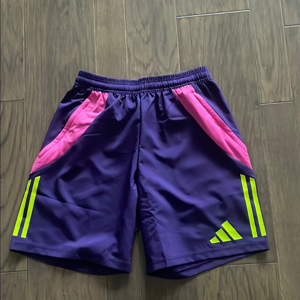 adidas Men’s Athletic Shorts - Purple with Pink & Neon Yellow Accents